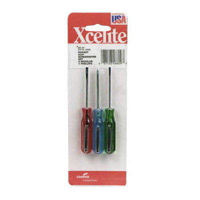 Xcelite SD3V 3-Piece Pocket Clip Style Standard & Phillips Screwdriver Set