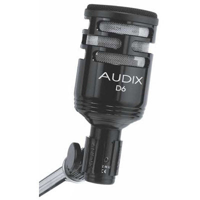 Audix D6 Compact Pre-Emphasized Dynamic Microphone Contoured For Kick Drum, Bass Ca