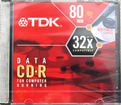 TDK CD-R80 80 Minute Recordable CD-R with Jewel Case - 32x Write Speed / 700MB Capacity