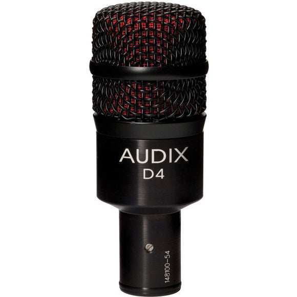 Audix D4 Low Profile Dynamic Hypercardioid Microphone With Extended Low Frequency Response