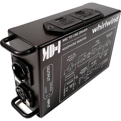 Whirlwind MD-1 Single Channel Portable Microphone Preamplifier and Headphone Monitor